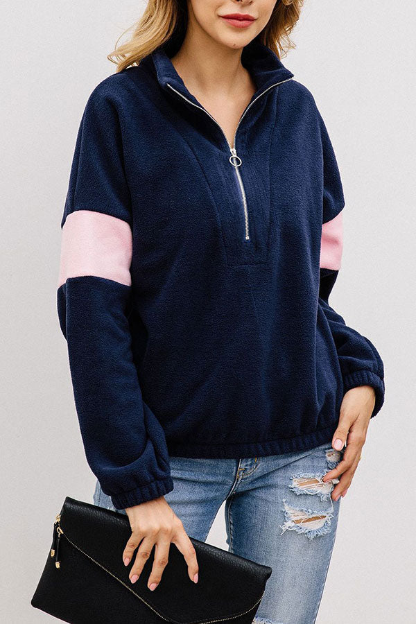 Half Zip Mock-neck  Sweatshirt - Mislish