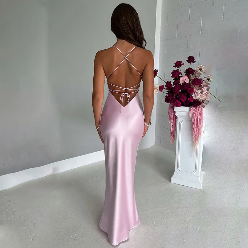 Emilia Draped Satin Gown - Fashionpara