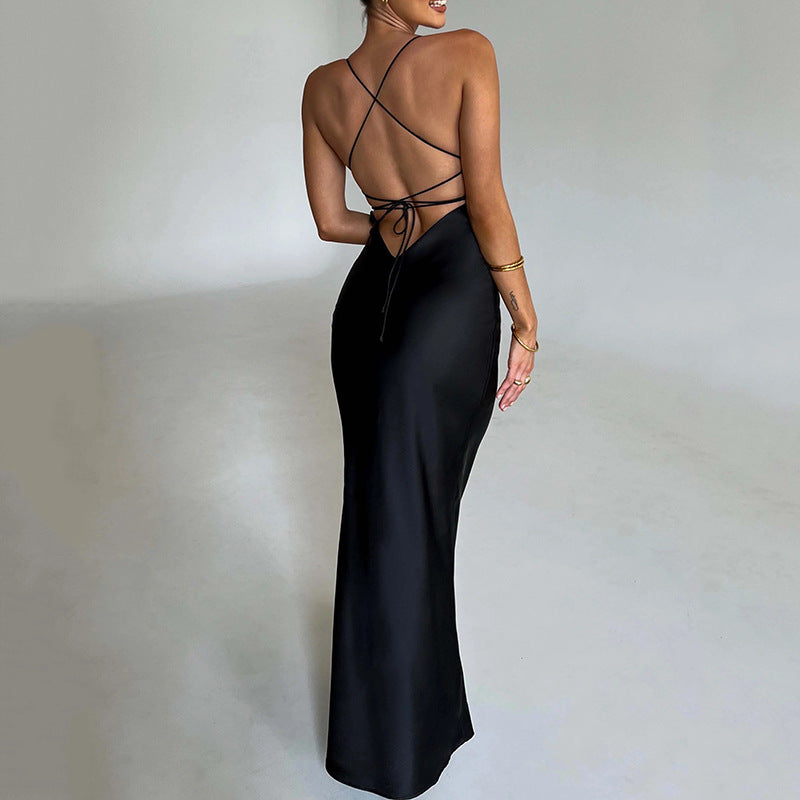 Emilia Draped Satin Gown - Fashionpara