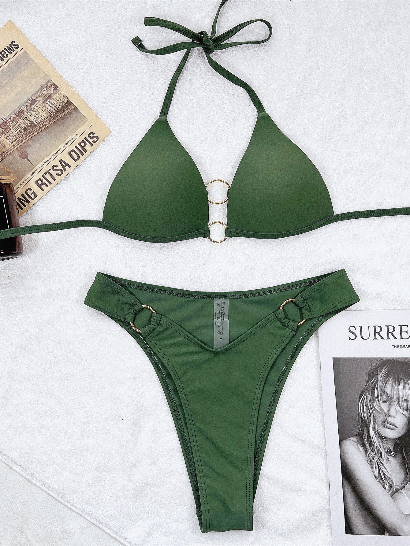 Green Metal Circle Bikini Set