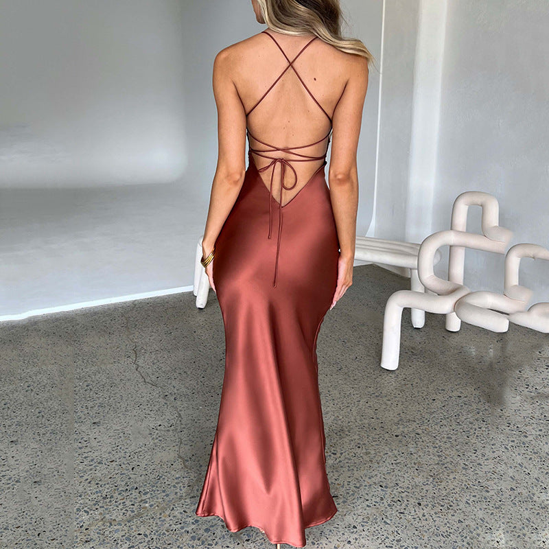 Emilia Draped Satin Gown - Fashionpara