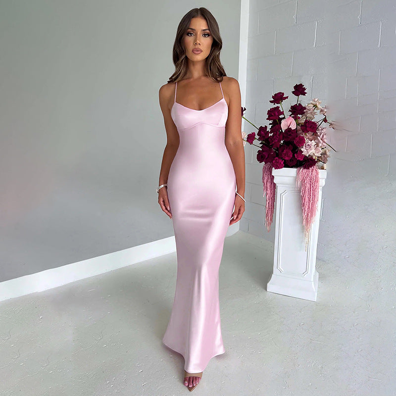 Emilia Draped Satin Gown - Fashionpara