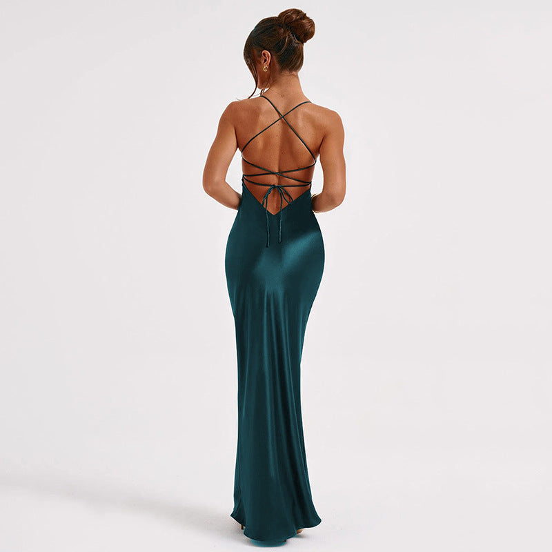 Emilia Draped Satin Gown - Fashionpara