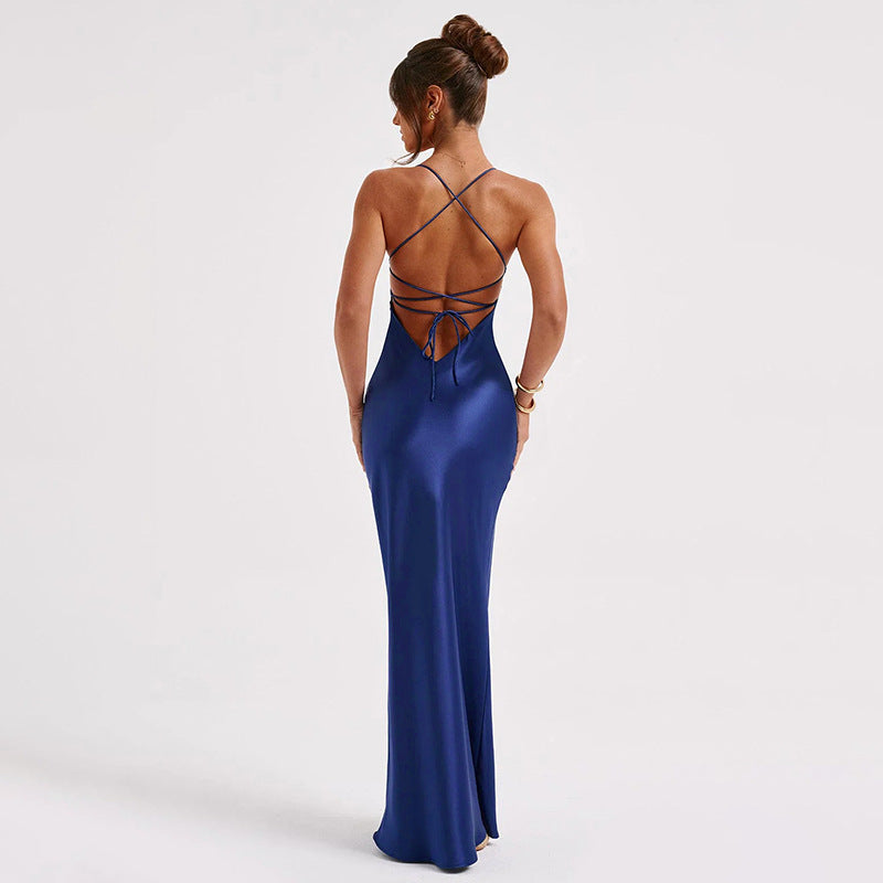 Emilia Draped Satin Gown - Fashionpara