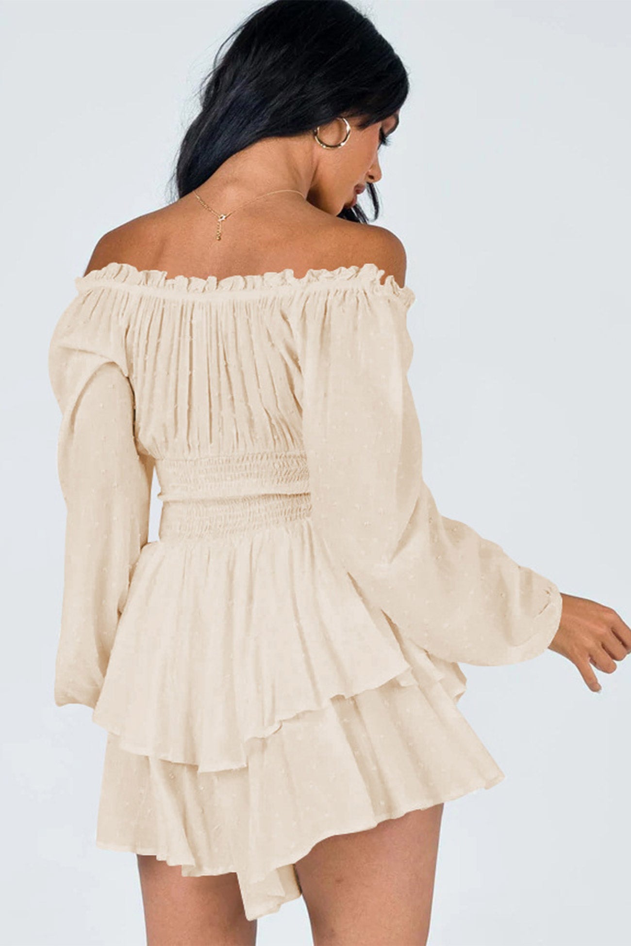 Off Shoulder Smocked Tiered Rompers