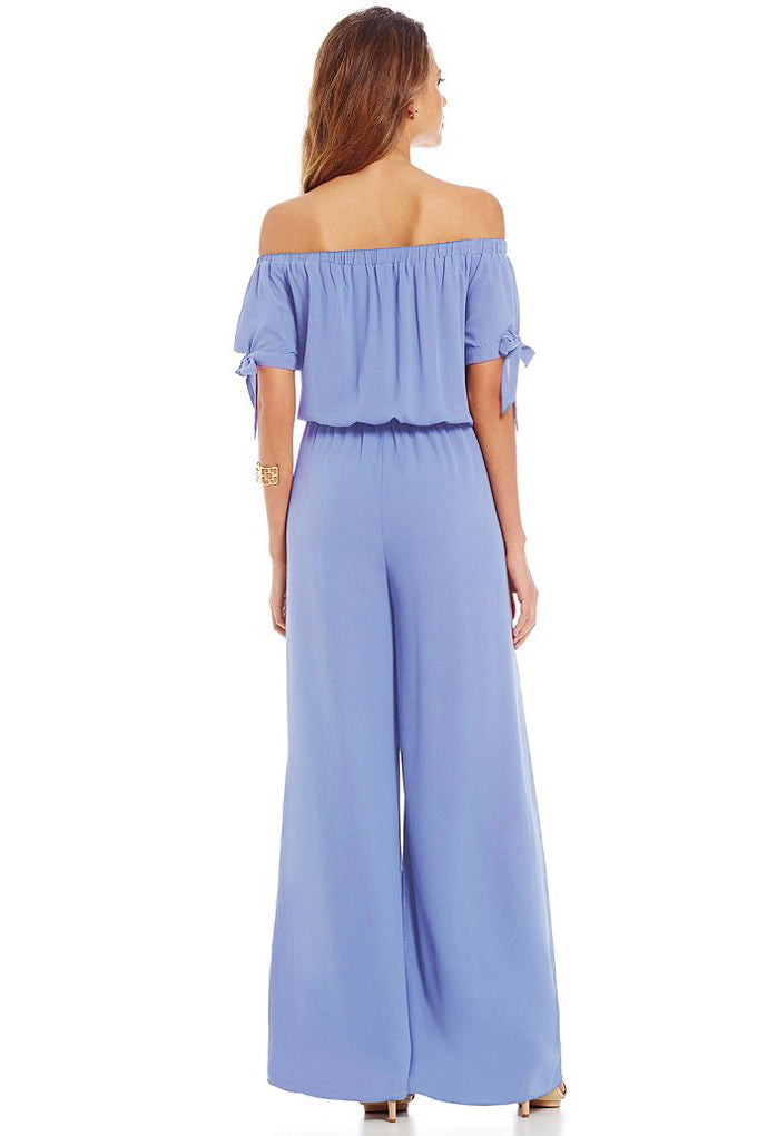 Off-the-shoulder Knot Cuff Chiffon Jumpsuit