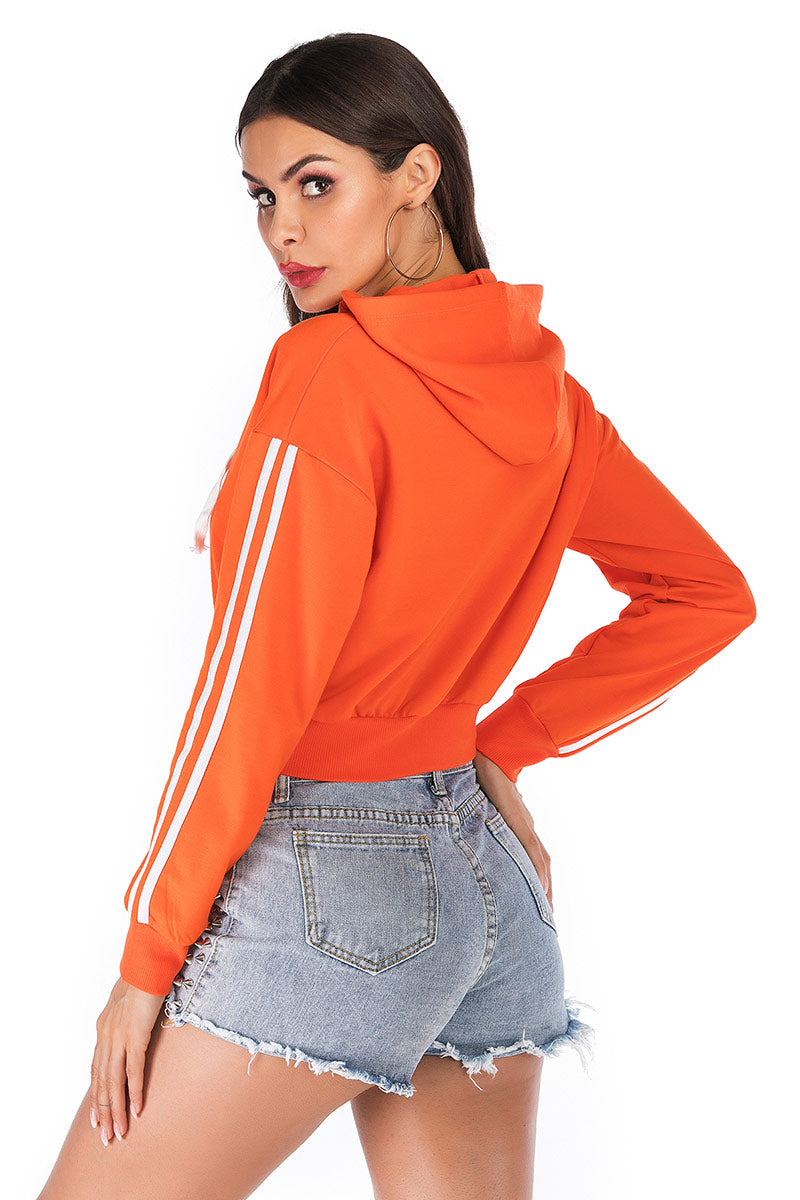 Orange Zip Up Hooded Sweatshirt