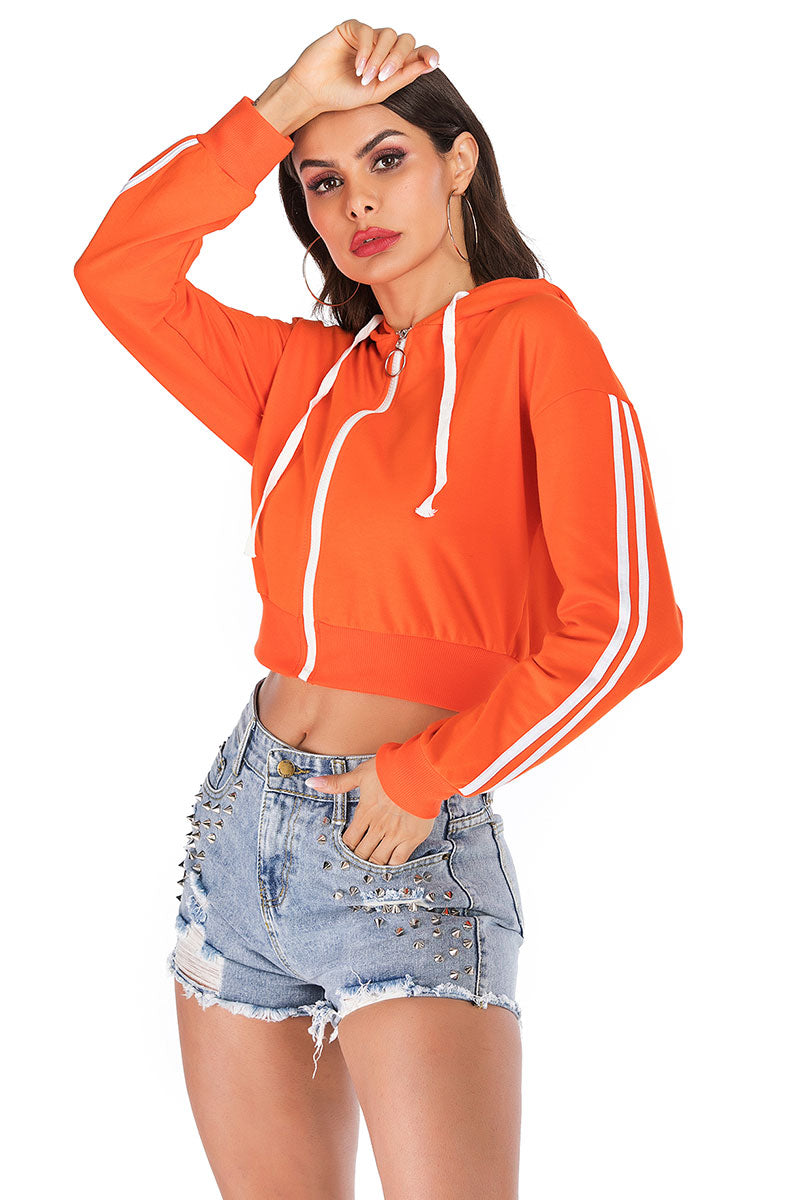 Orange Zip Up Hooded Sweatshirt