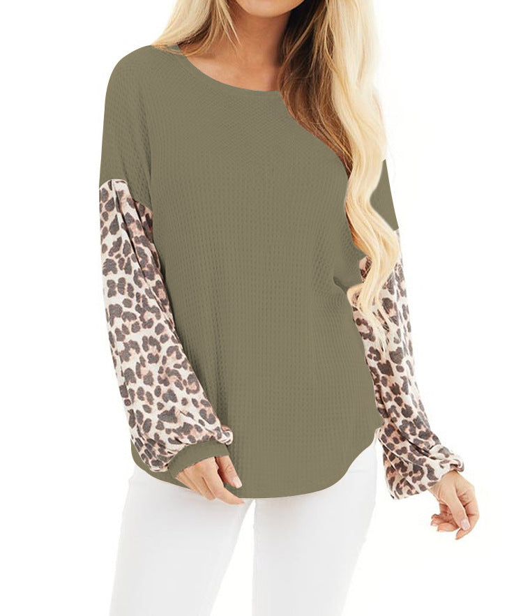 Panel Leopard Print Knit Sweater