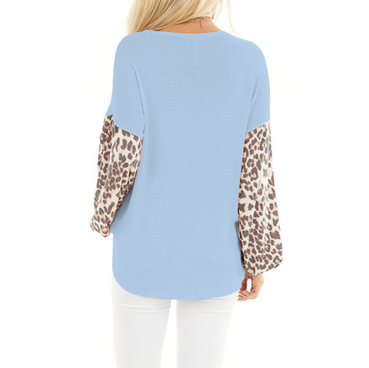 Panel Leopard Print Knit Sweater