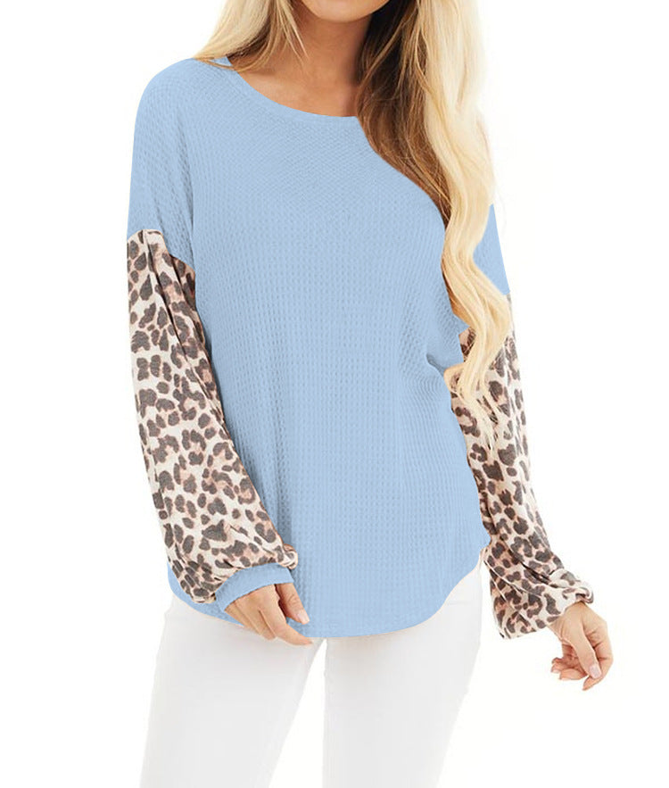 Panel Leopard Print Knit Sweater