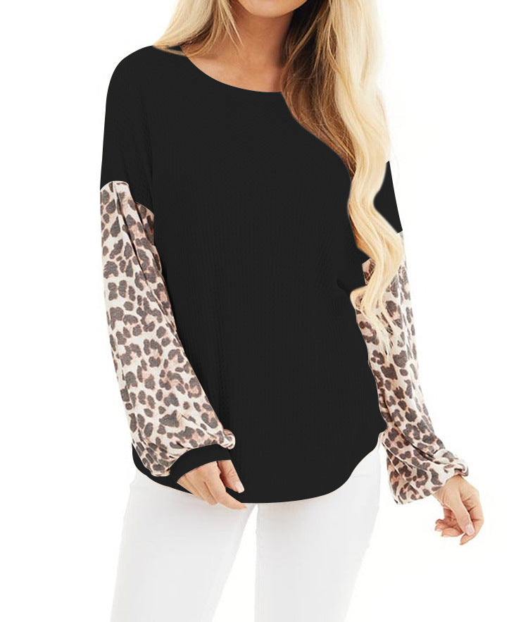 Panel Leopard Print Knit Sweater