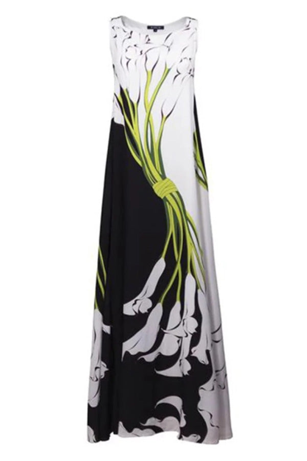 Print Sleeveless Vacation Dress - Mislish