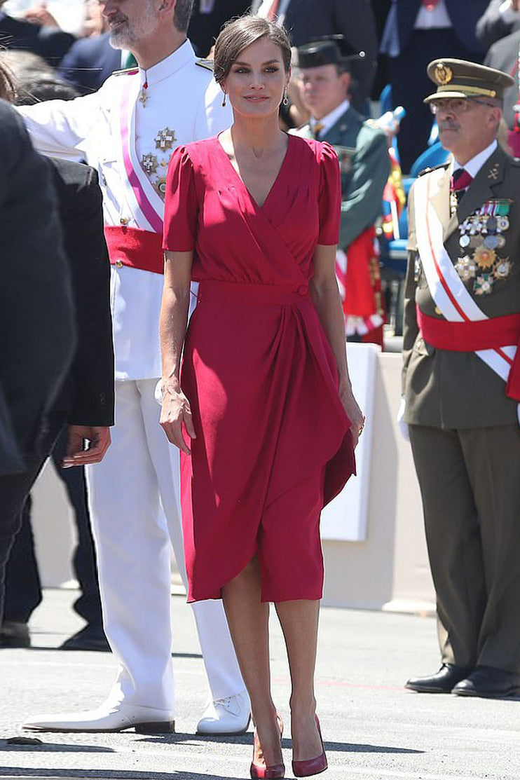 Queen Letizia of Spain Red Cocktail Dress