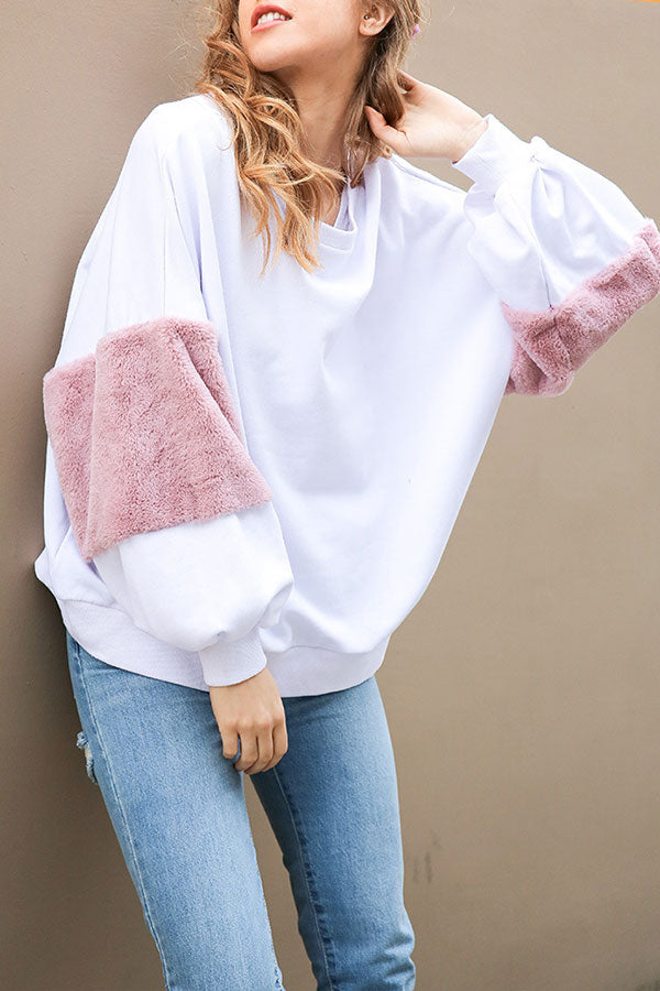 Scoop Rabbit Hair Panel Sweatshirt