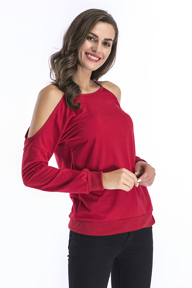 Red Dropped Shoulder Long Sleeve Sweatshirt