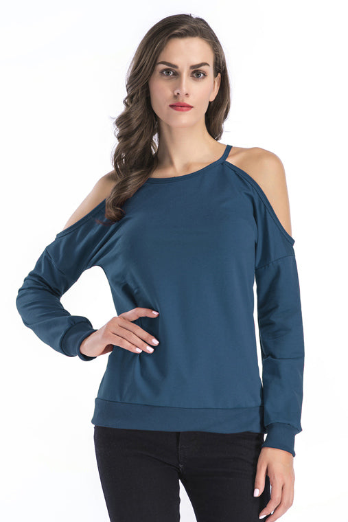 Red Dropped Shoulder Long Sleeve Sweatshirt - Mislish