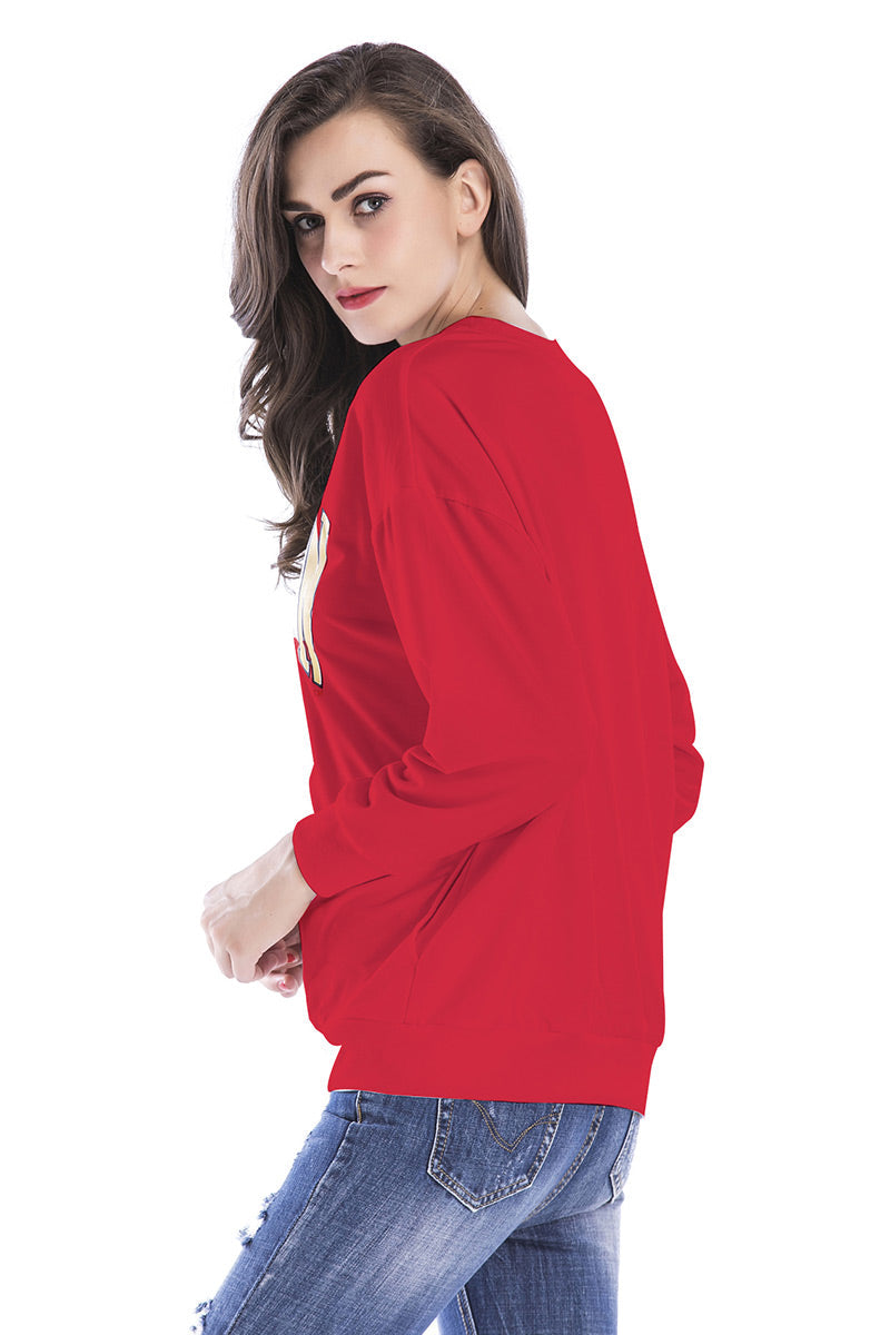 Red Graphic Print  Sweatshirt