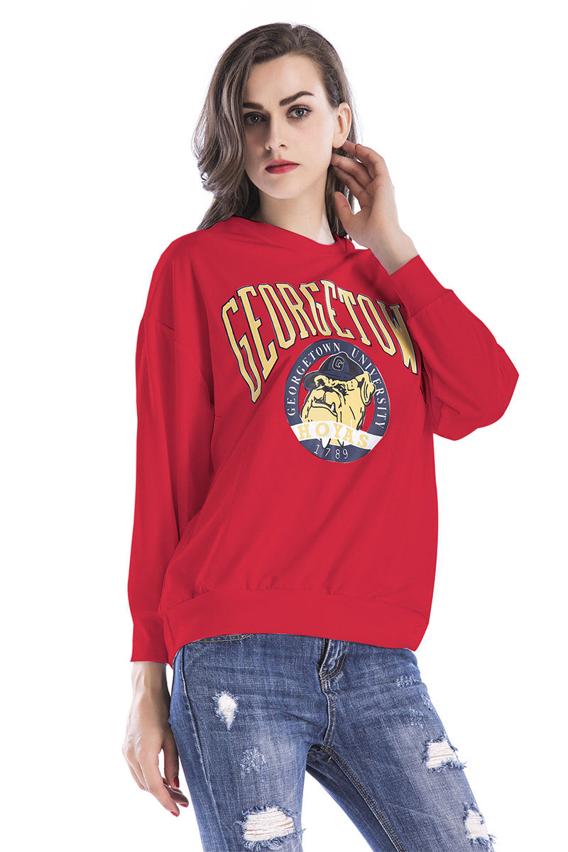 Red Graphic Print  Sweatshirt