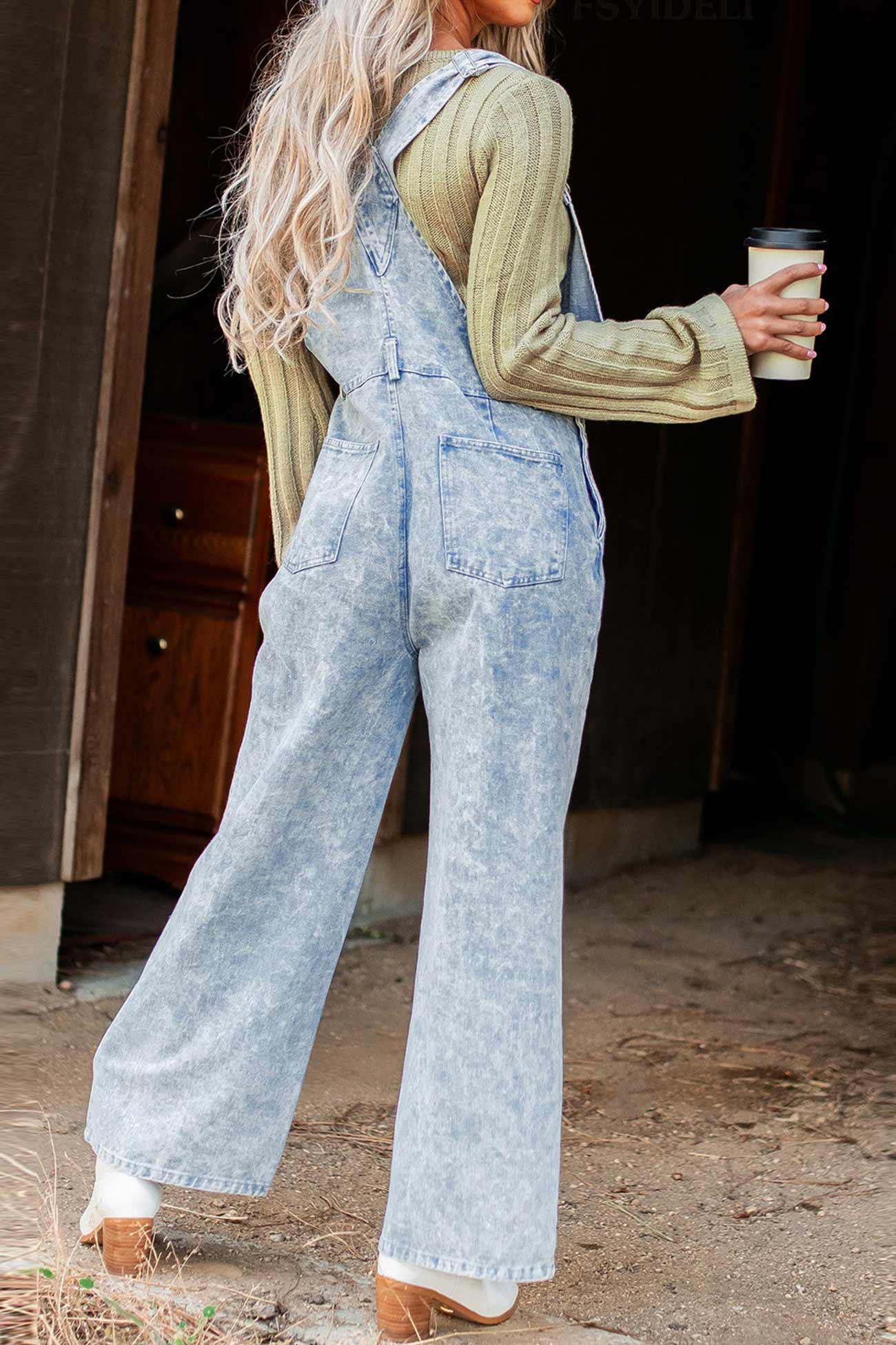 Retro Solid Denim Jumpsuits