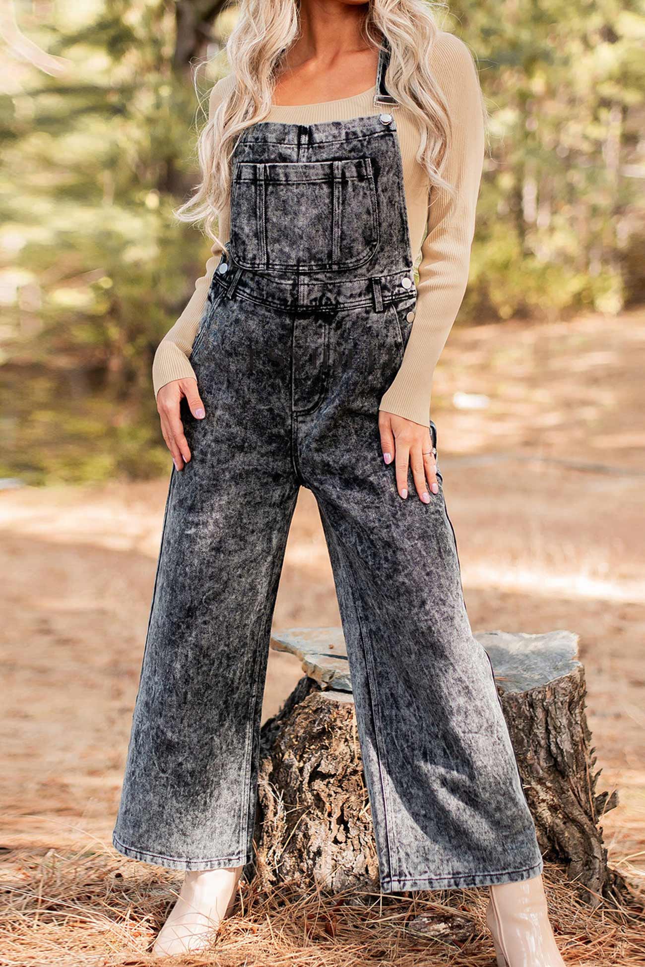 Retro Solid Denim Jumpsuits