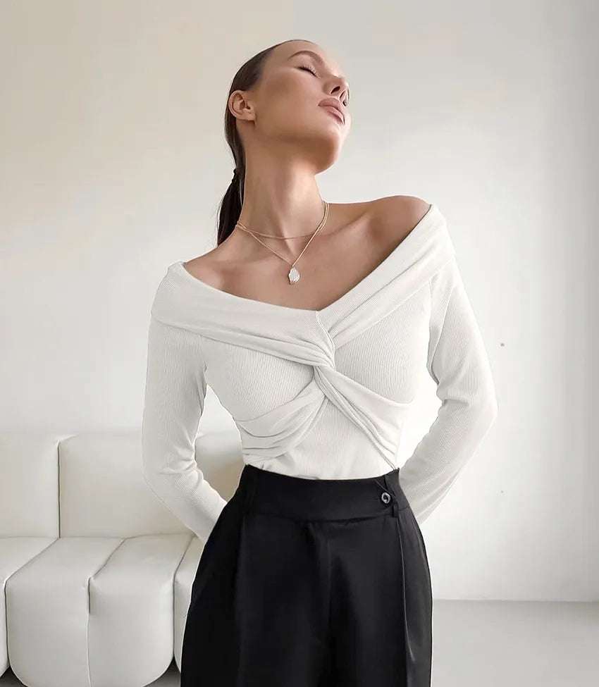 Draped Slash Neck Top