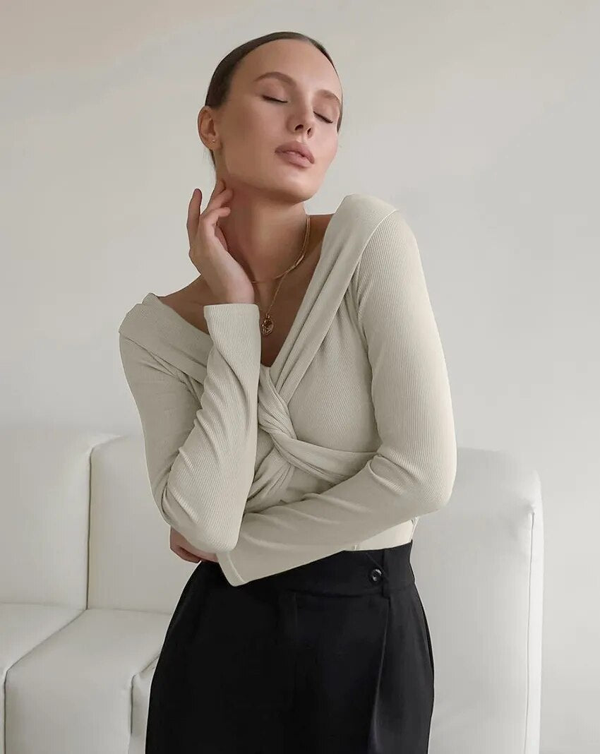 Draped Slash Neck Top