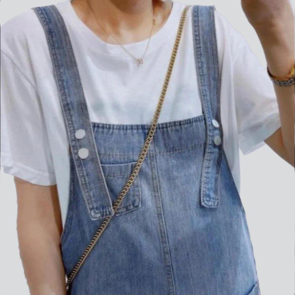 Women's denim romper with bands - Fashionpara