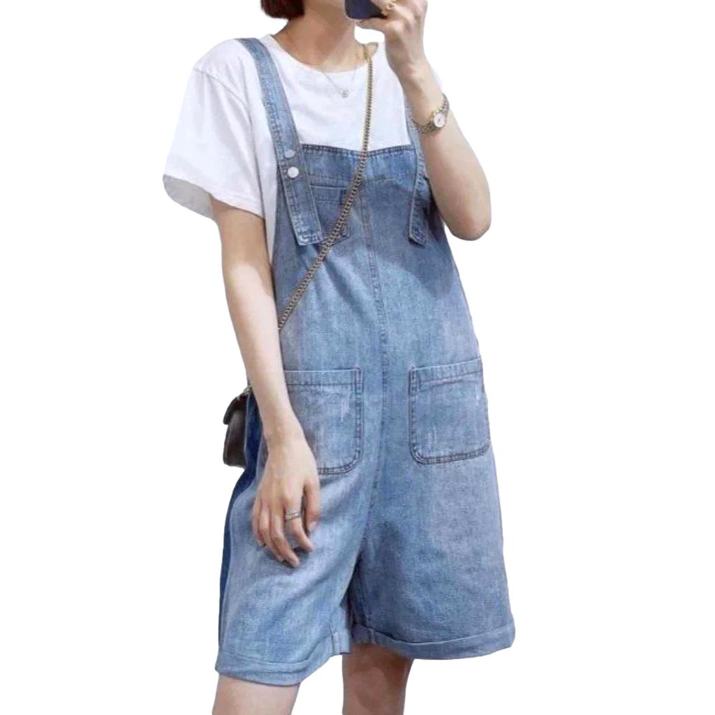 Women's denim romper with bands - Fashionpara