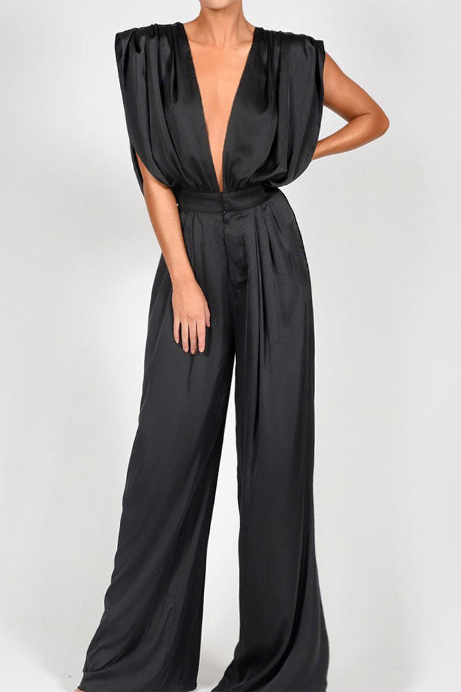 Sexy Plunge V Neck Sleeveless Jumpsuit - Mislish