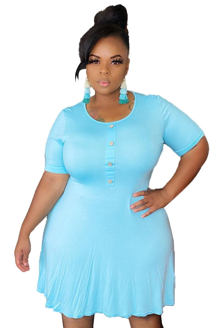 Simple Plus Size Short Sleeve A-Line Dress