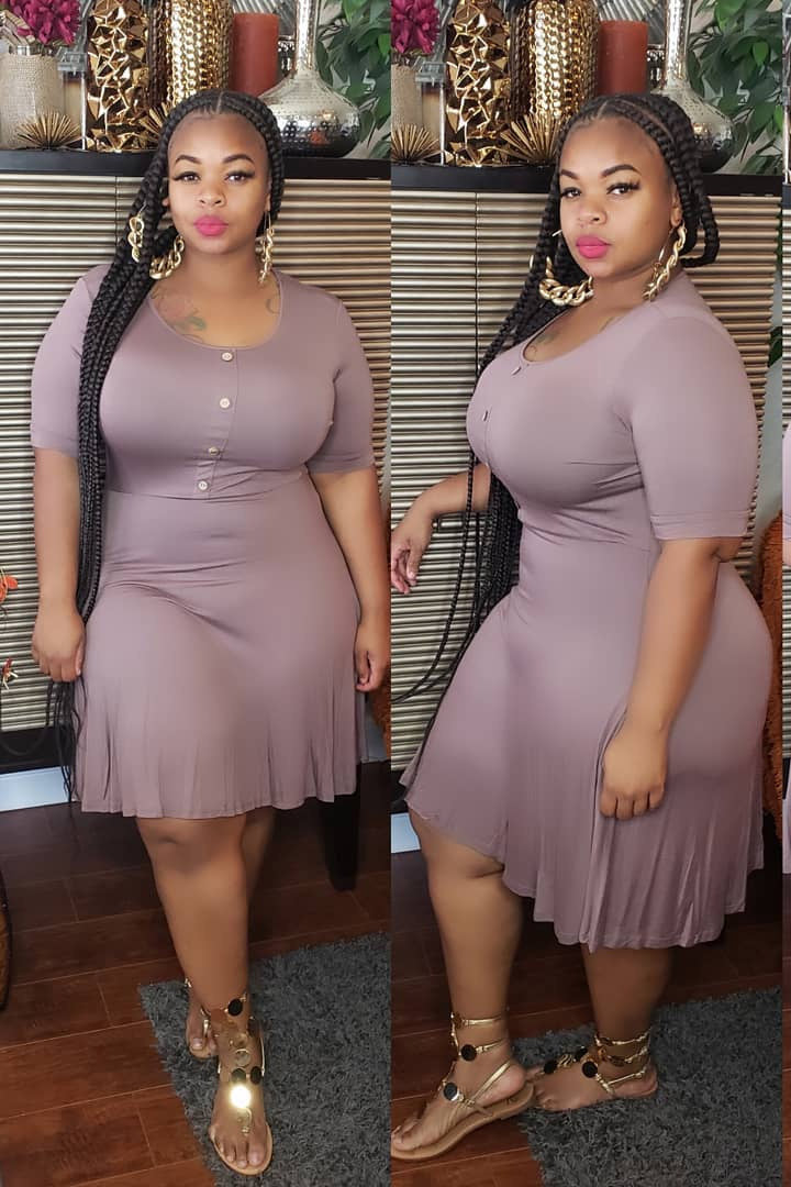 Simple Plus Size Short Sleeve A-Line Dress