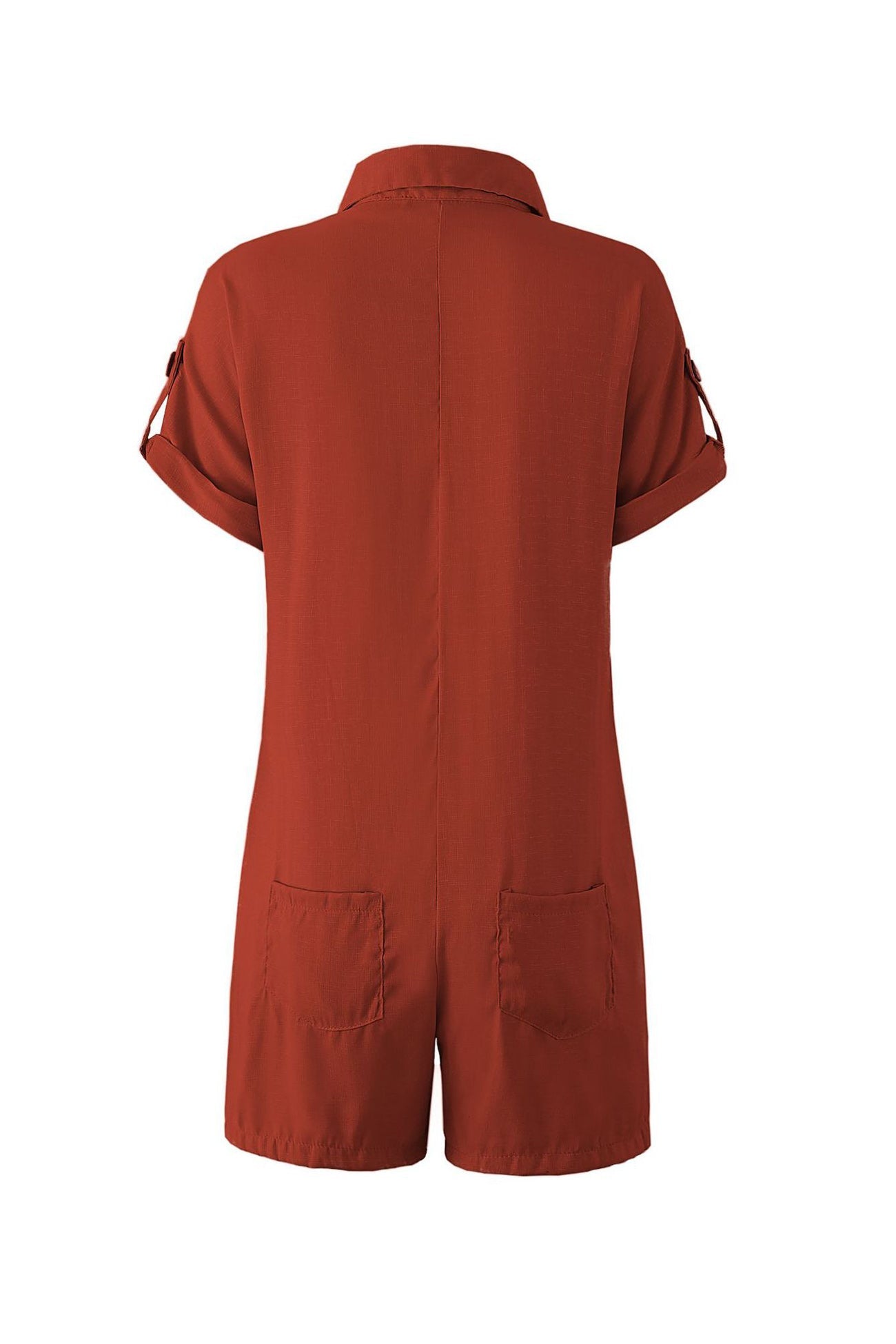 Single-breasted Pocketed Shirt Rompers