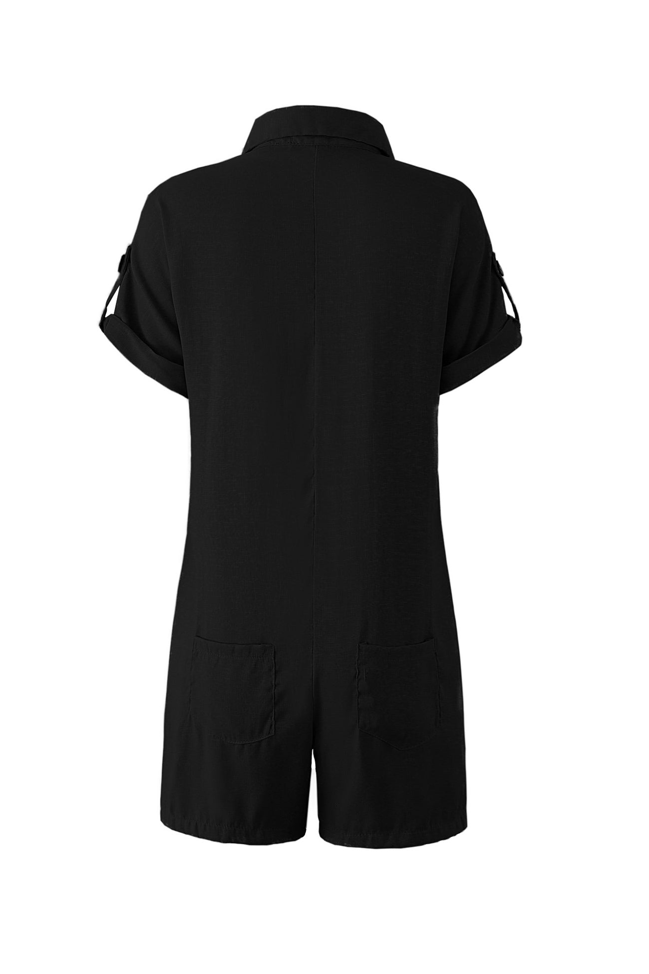 Single-breasted Pocketed Shirt Rompers