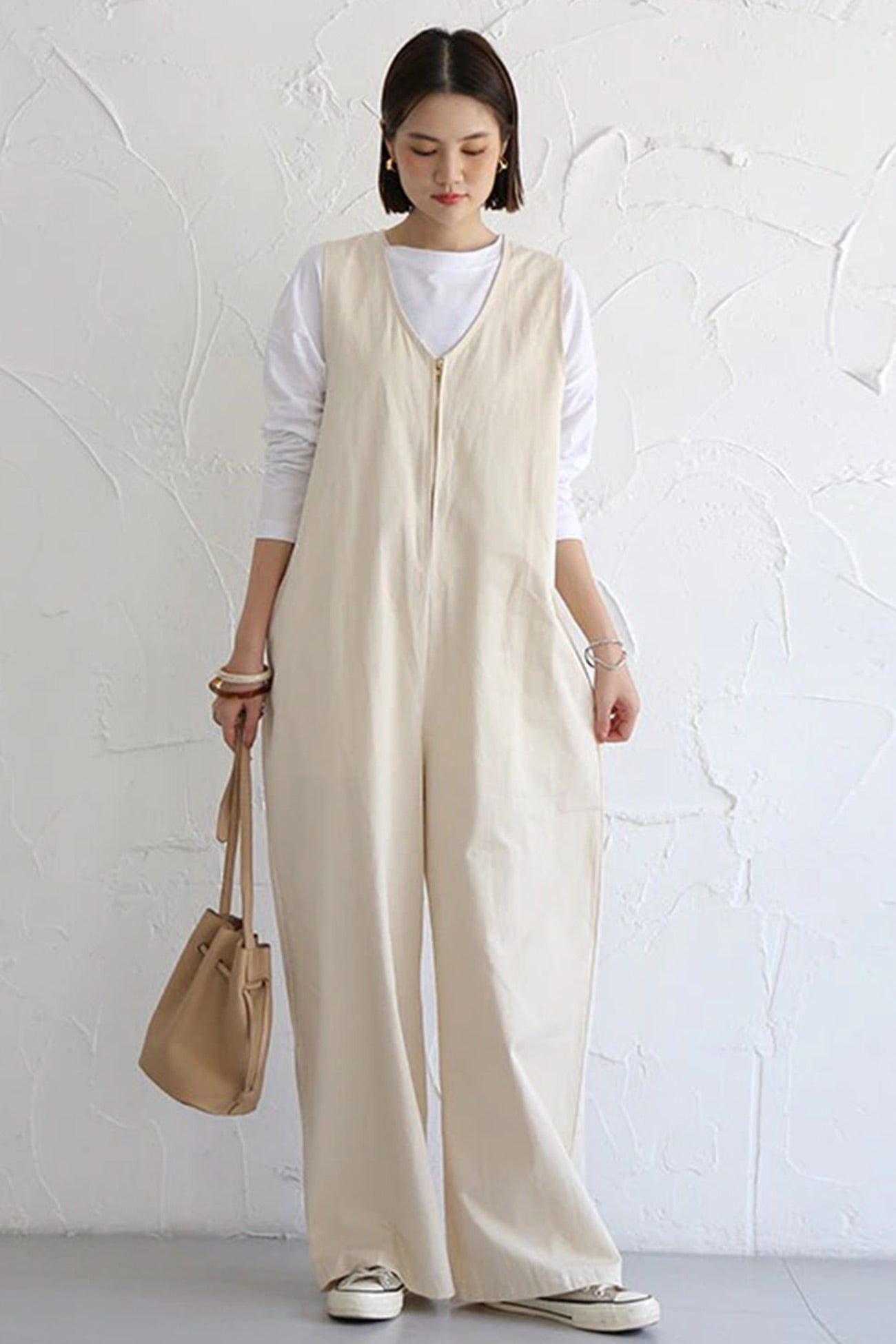 Sleeveless Zip-Front Wide Leg Jumpsuits