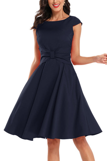 Sleeveless Bow Scoop Prom Bridesmaid Dress