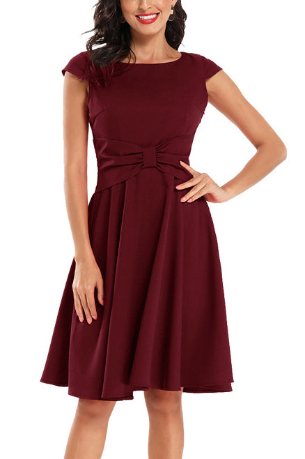 Sleeveless Bow Scoop Prom Bridesmaid Dress