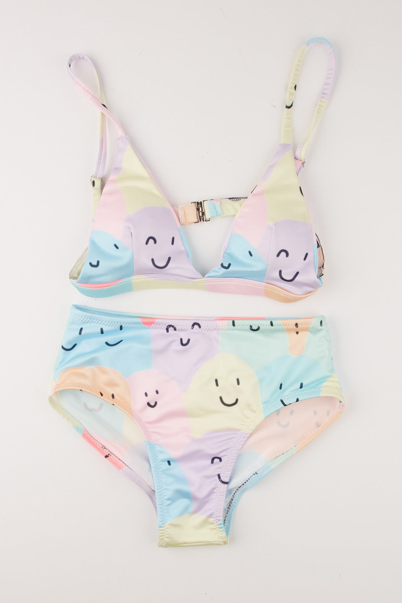 Smiley Print Two Piece Bikini Outfits