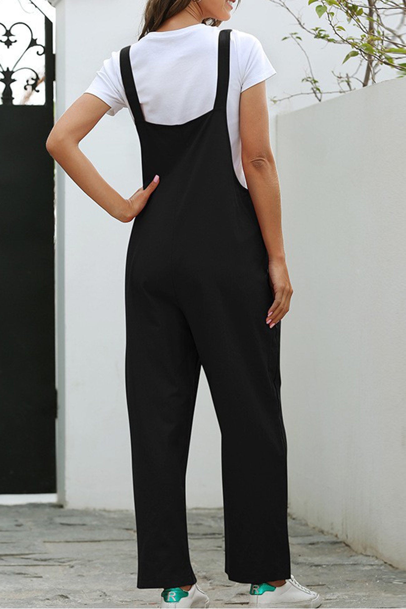 Solid Color Sleeveless Long Pants Jumpsuits