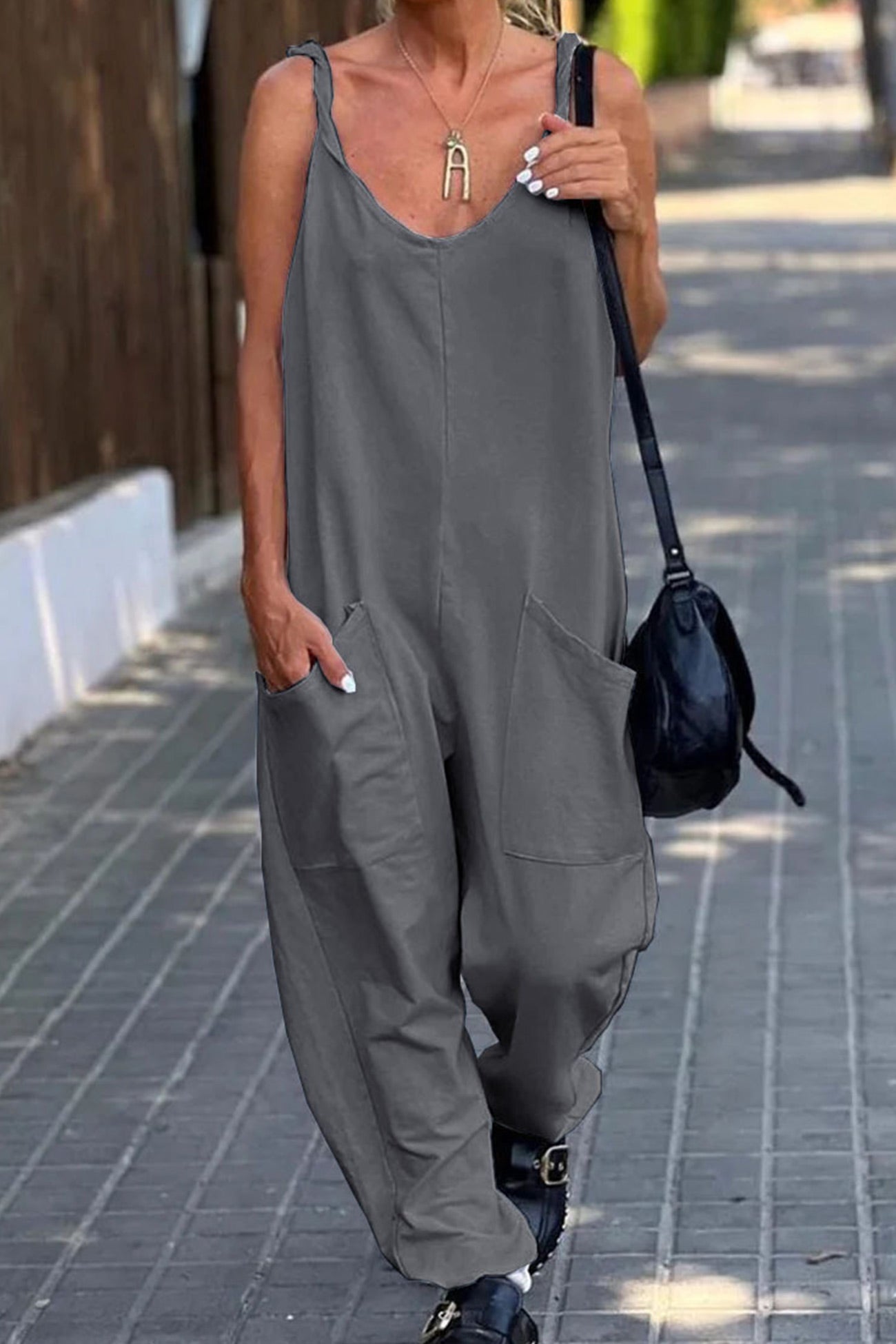 Solid Pocketed Cami Jumpsuits