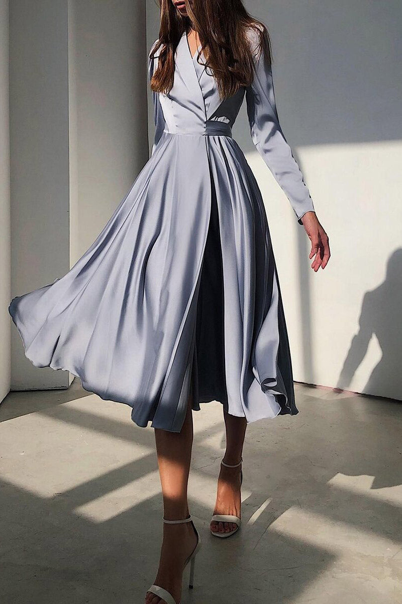 Solid Color Long Sleeve Dress