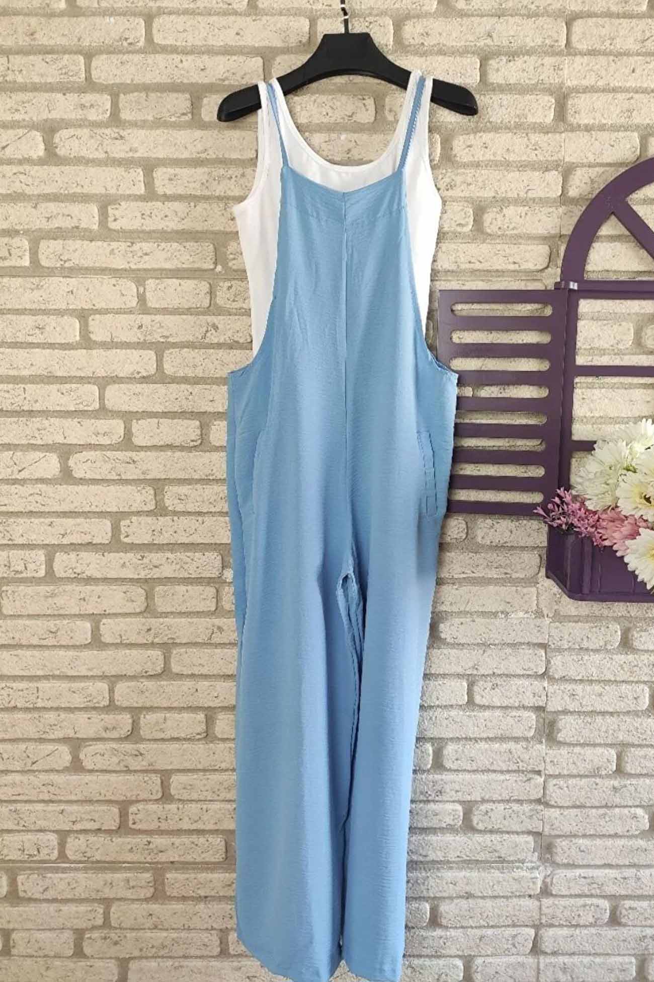 Solid Color Wide Leg Cami Jumpsuits