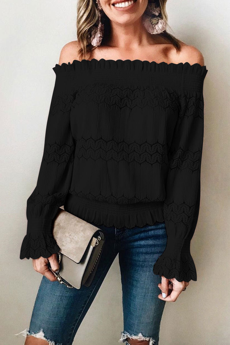 Solid Filled Off Shoulder Blouse - Mislish