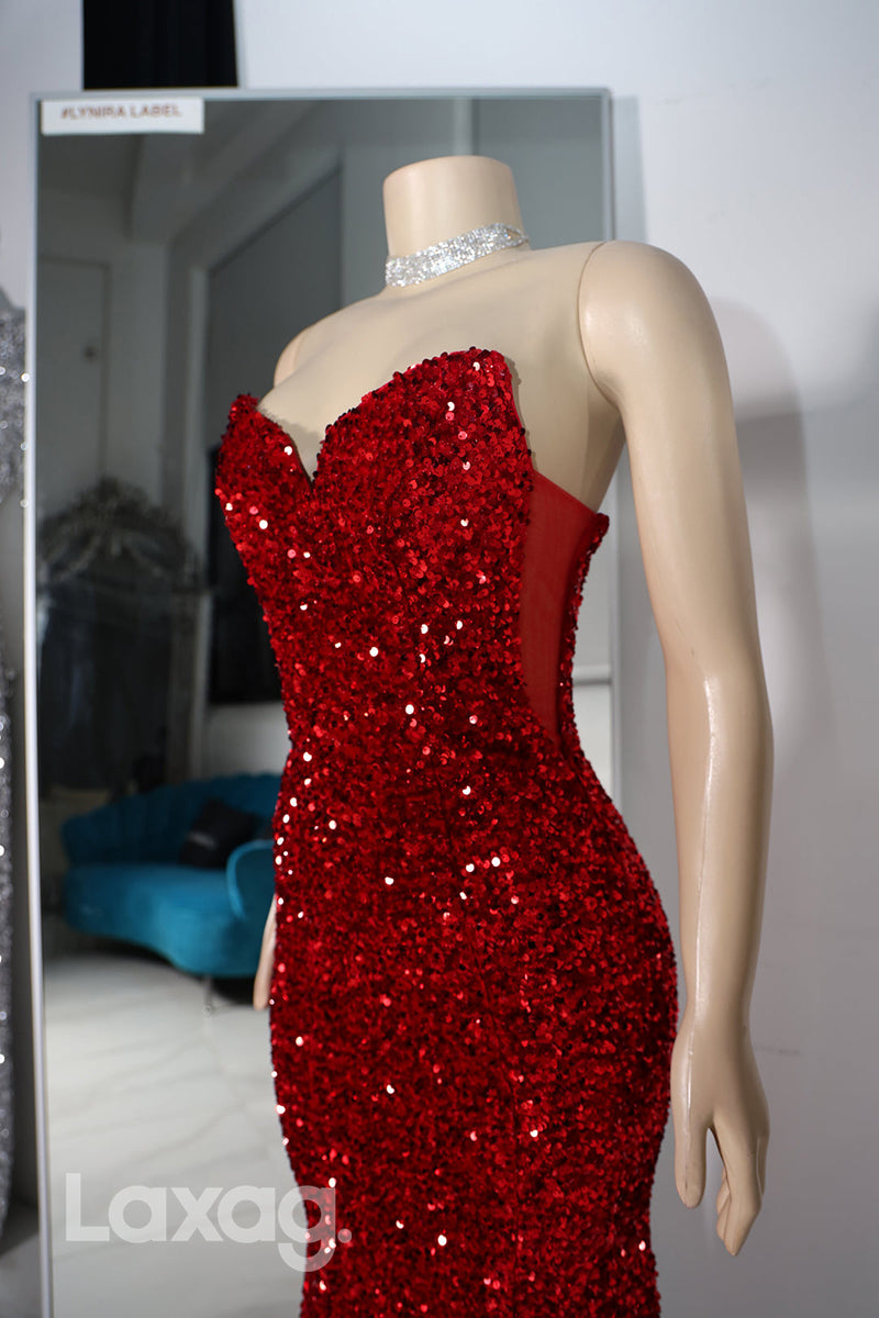 22534 - Strapless Fully Sequins Mermaid Prom Dresses for Black Girl Slay - Fashionpara