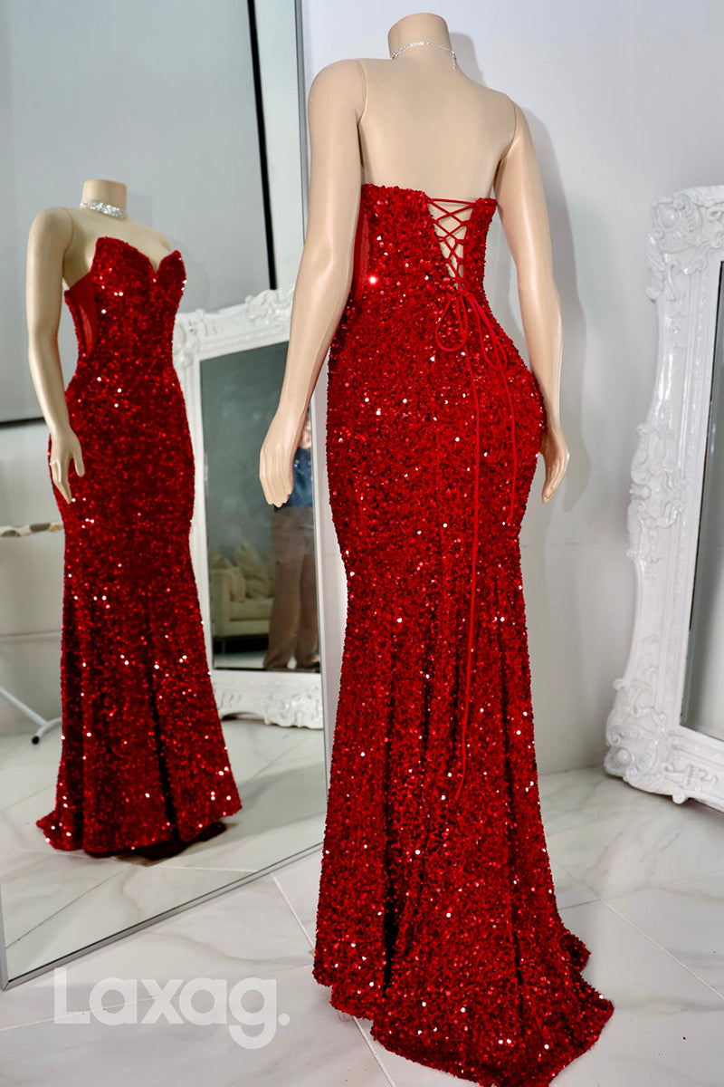 22534 - Strapless Fully Sequins Mermaid Prom Dresses for Black Girl Slay - Fashionpara