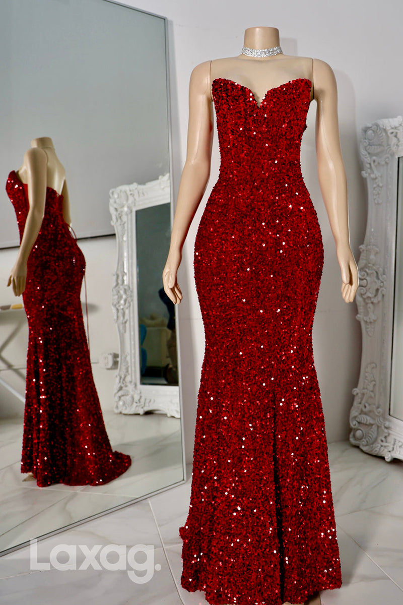 22534 - Strapless Fully Sequins Mermaid Prom Dresses for Black Girl Slay - Fashionpara