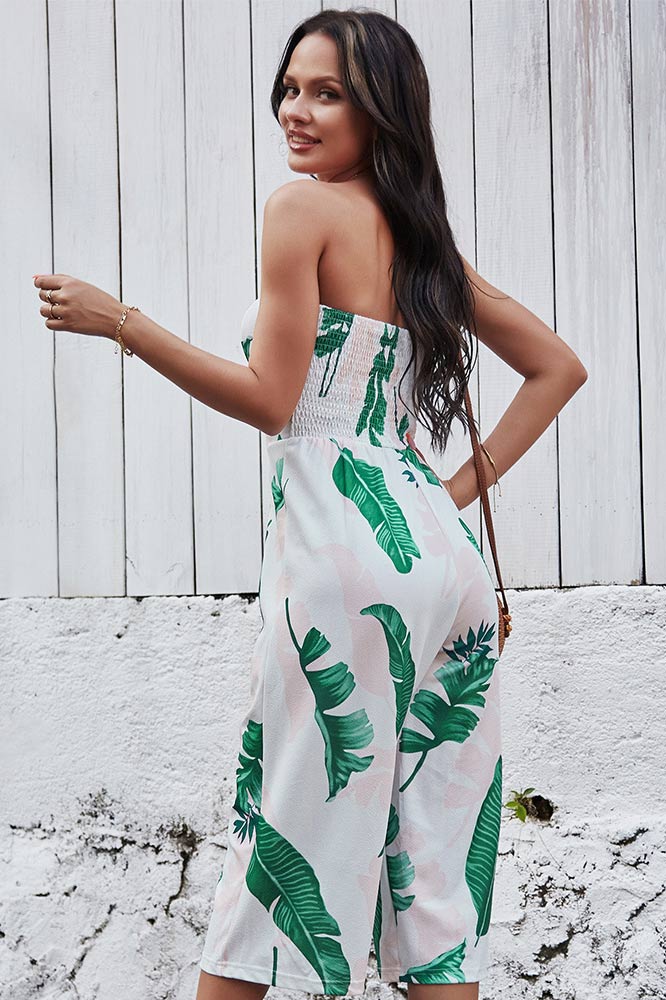 Simple Strapless Printed Jumpsuit