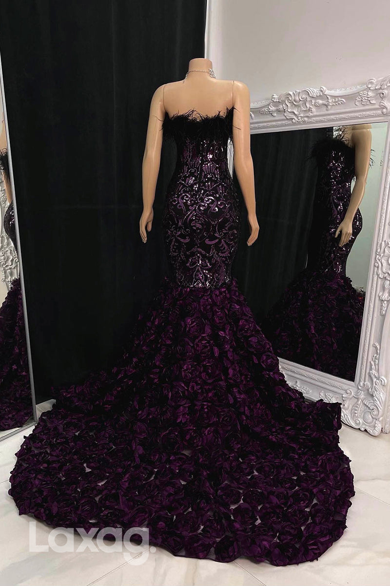 22583 - Strapless Sequins Mermaid Appliques Prom Dresses for Black Girl Slay - Fashionpara