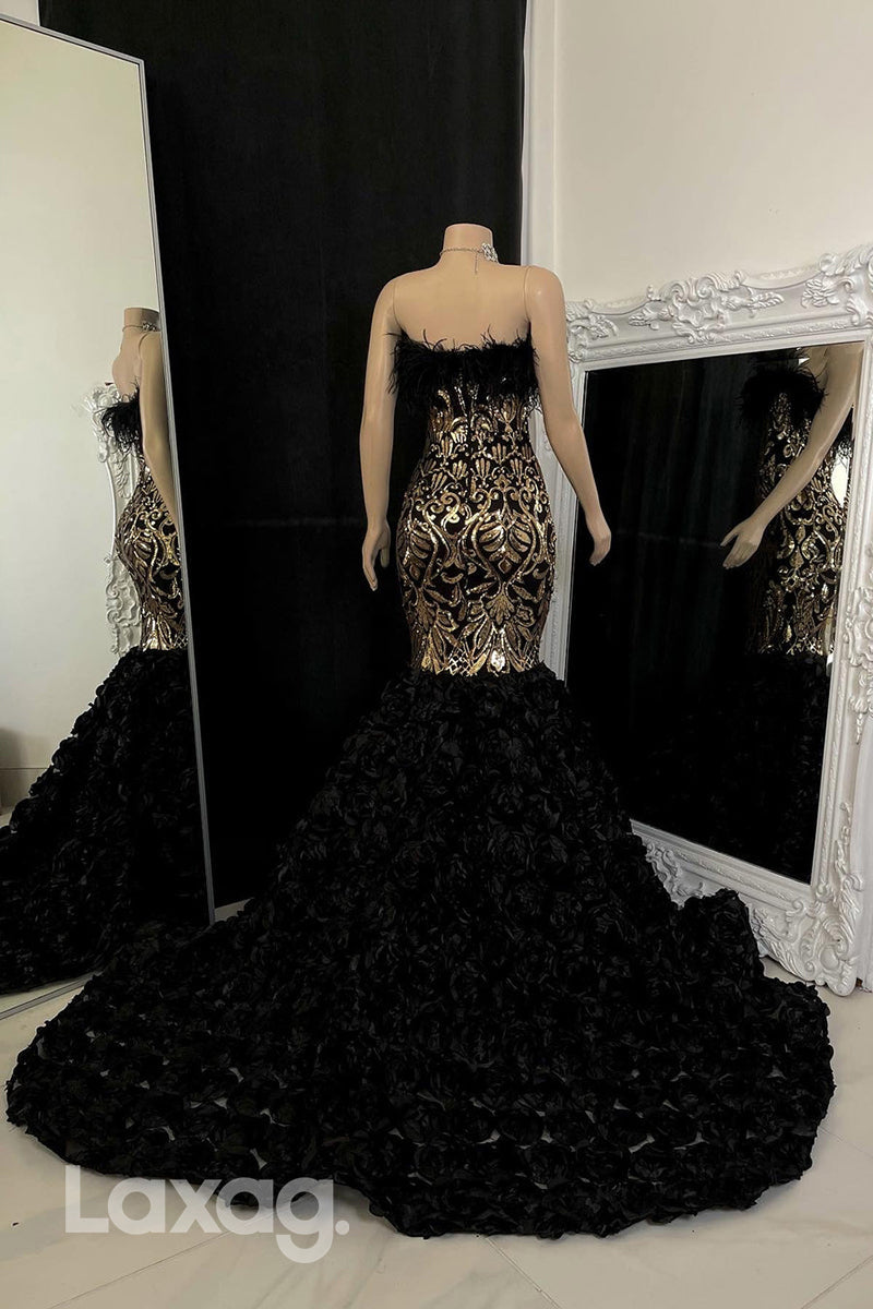 22583 - Strapless Sequins Mermaid Appliques Prom Dresses for Black Girl Slay - Fashionpara