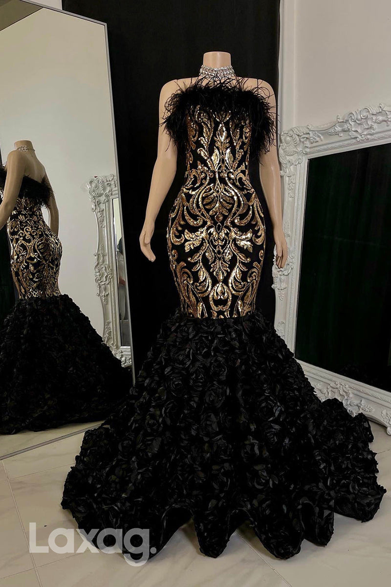 22583 - Strapless Sequins Mermaid Appliques Prom Dresses for Black Girl Slay - Fashionpara